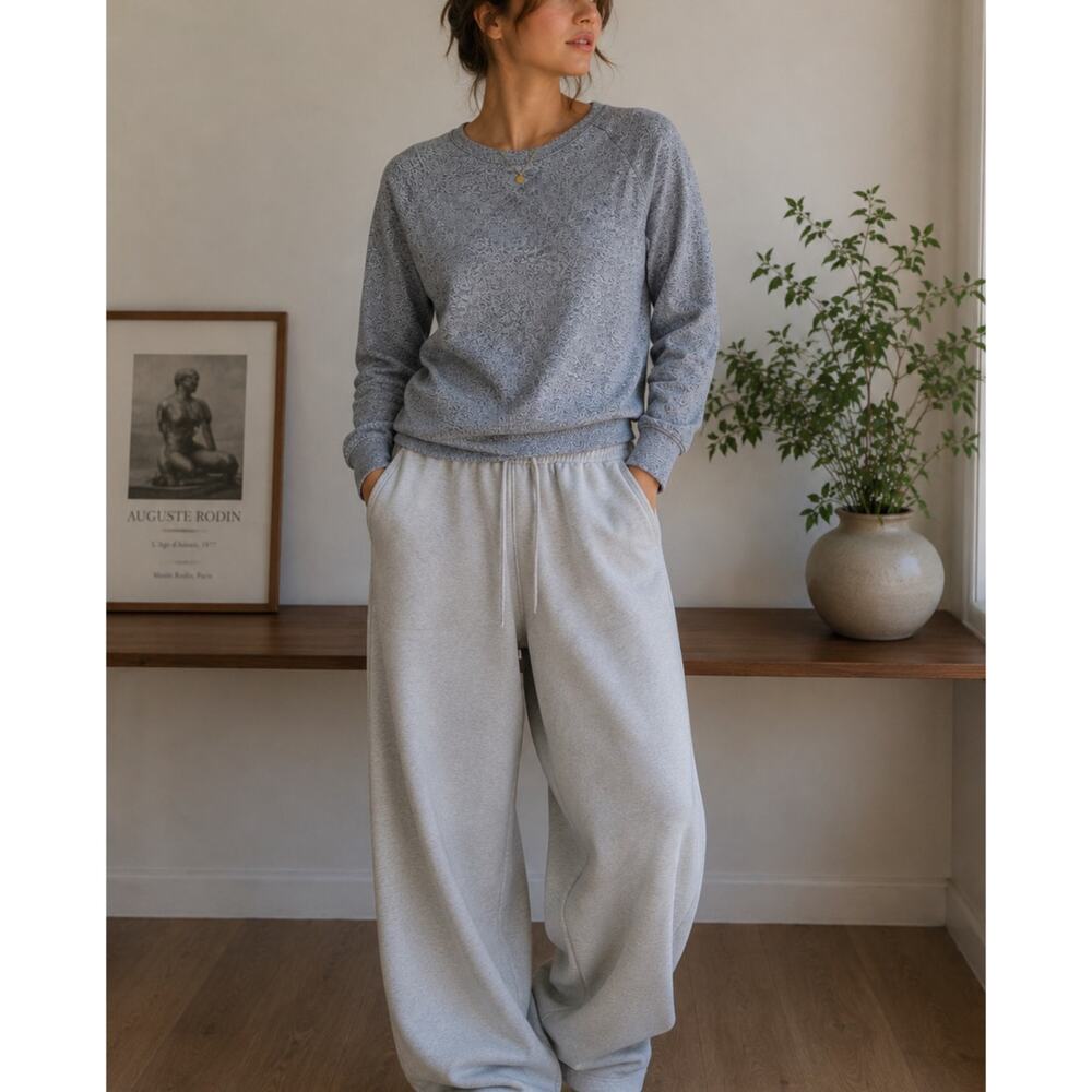 Aritzia Community Blue Crew Neck Long Sleeve Pullover Sweater Womens S Speckled